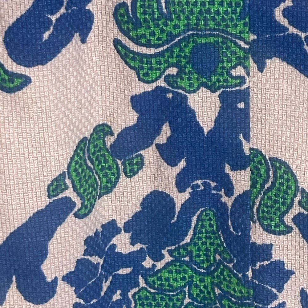 Boden Blue Tan Tapestry Notch Neck Shift Dress US 6 Woven Cotton Damask Print - Picture 7 of 8